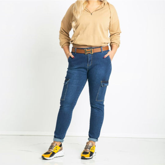 Damen Cargo-Jeans mit modischen Taschen und angesagtem Skinny-Schnitt EB