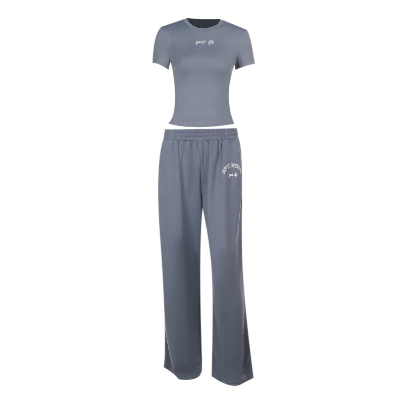Damen Sportliches Set mit Figurbetontem Oberteil und weitem Hosen EB