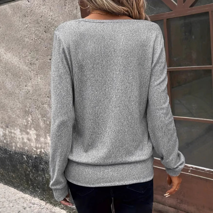 Damen Lässiger Pullover mit Quadrat-Ausschnitt und Oversized-Schnitt EB
