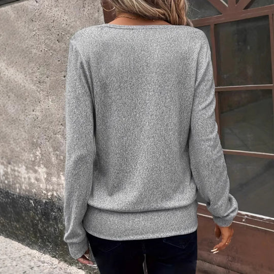 Damen Lässiger Pullover mit Quadrat-Ausschnitt und Oversized-Schnitt EB