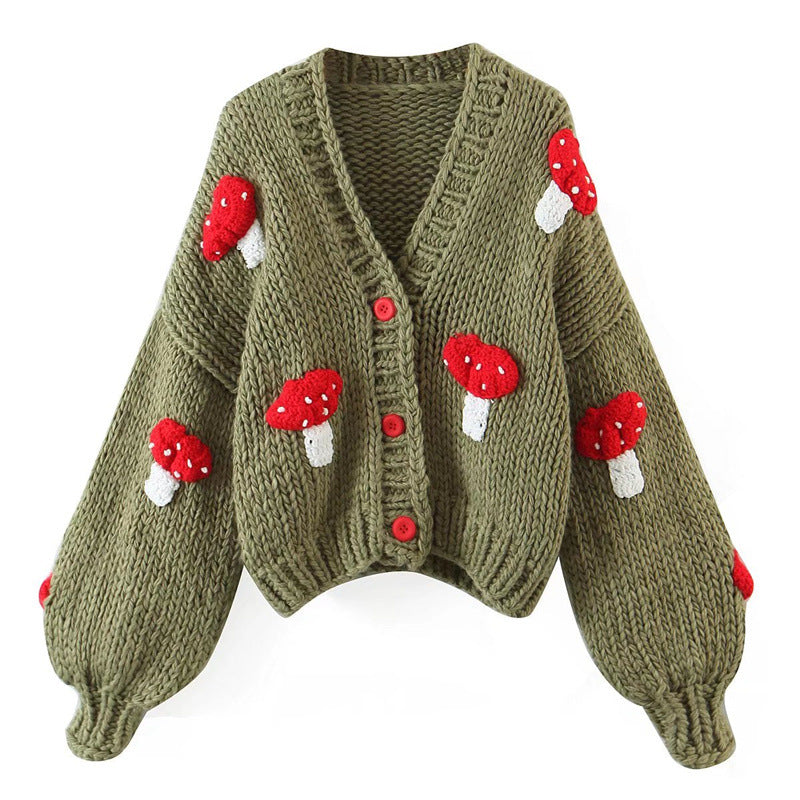 Damen Strickjacke mit floralem Design und oversized Schnitt EB