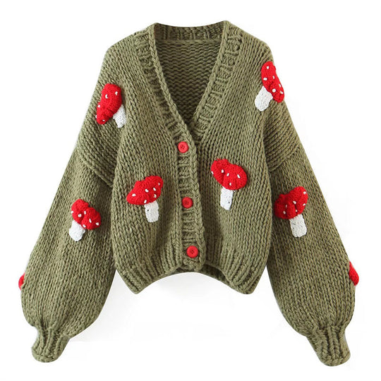 Damen Strickjacke mit floralem Design und oversized Schnitt EB