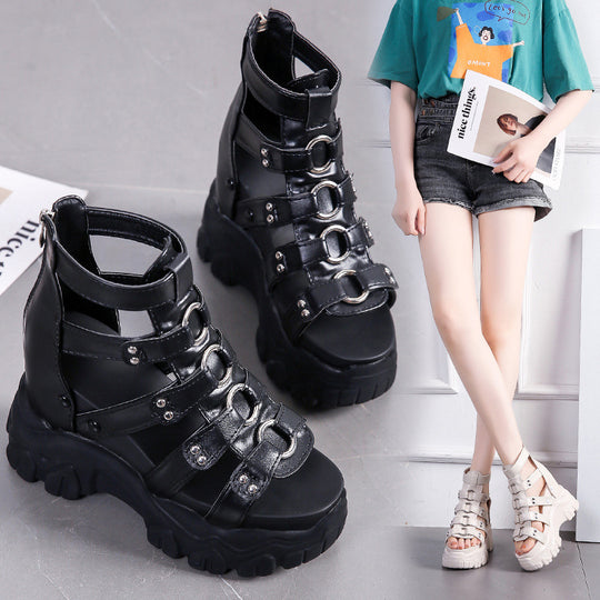 Damen Chunky Sandalen mit verstellbarem Riemendesign und rutschfester Sohle EB