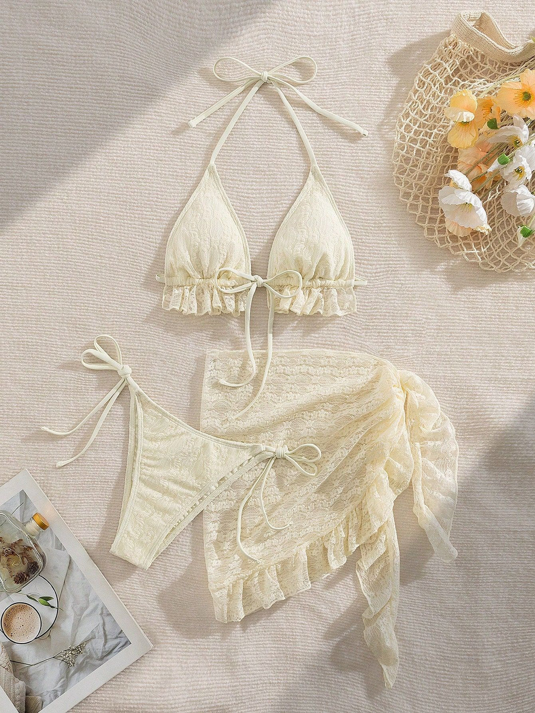 Damen Bikini-Set mit raffinierten Rüschendetails und elegantem Wickelrock EB