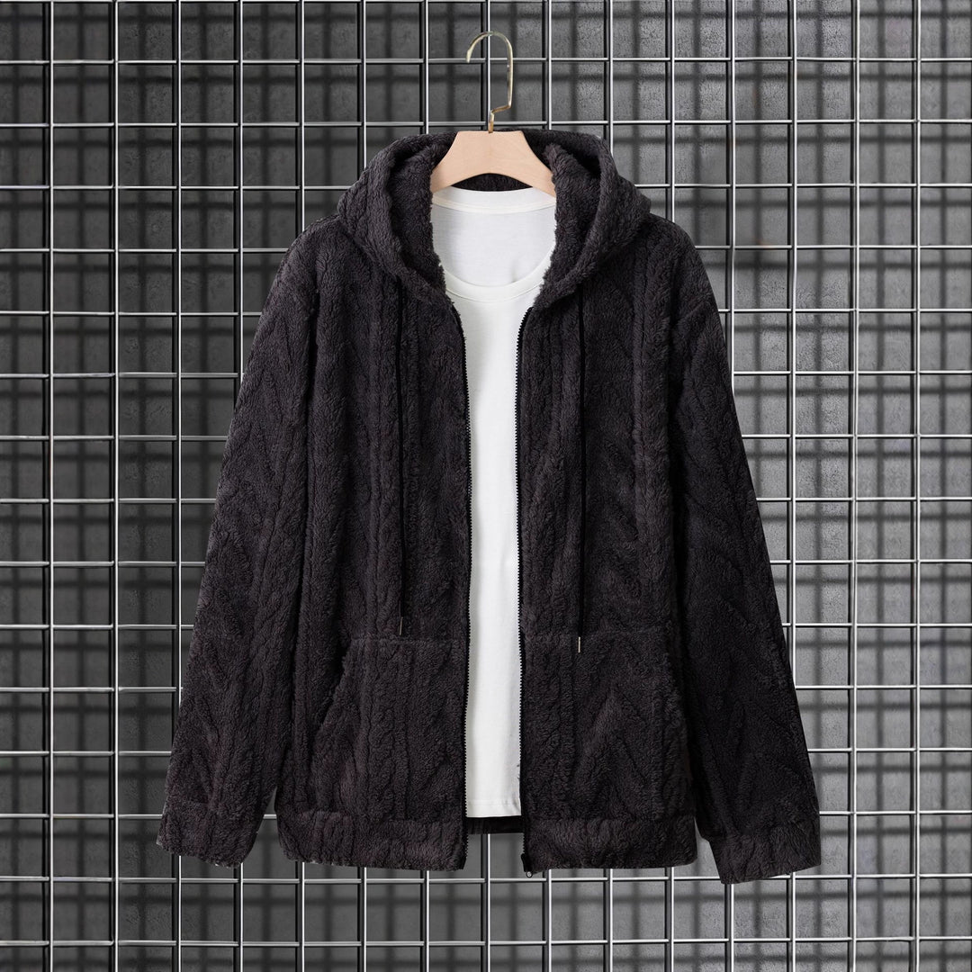 Herren nan kuschelige Kapuzenjacke aus Teddyfleece mit durchgehendem Reißverschluss und Kängurutaschen EB