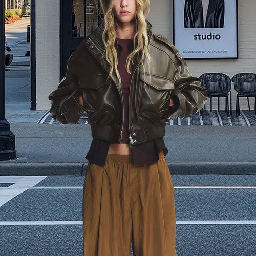 Damen ausgefallene jacke mit voluminösen Ärmeln EB