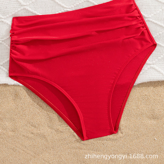 Damen Hoch-waisted Bikini mit voluminösem Rüschendesign EB