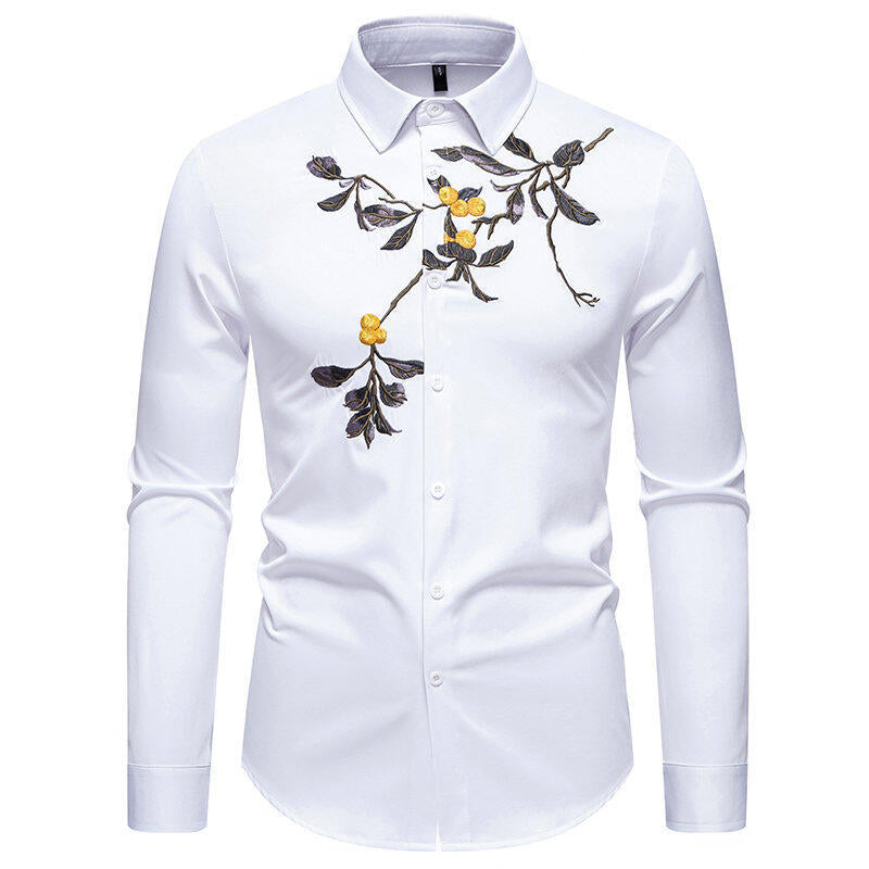 Herren Elegant besticktes Langarmhemd EB