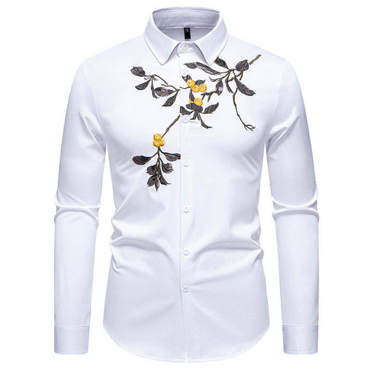 Herren Elegant besticktes Langarmhemd EB