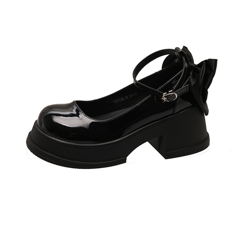 Damen Plateau-Mary Jane Schuhe mit elegantem Schleifen-Detail EB