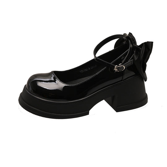 Damen Plateau-Mary Jane Schuhe mit elegantem Schleifen-Detail EB