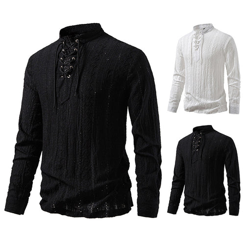 Herren Langarmshirt mit einzigartigem Strukturmuster und Kordelzug EB