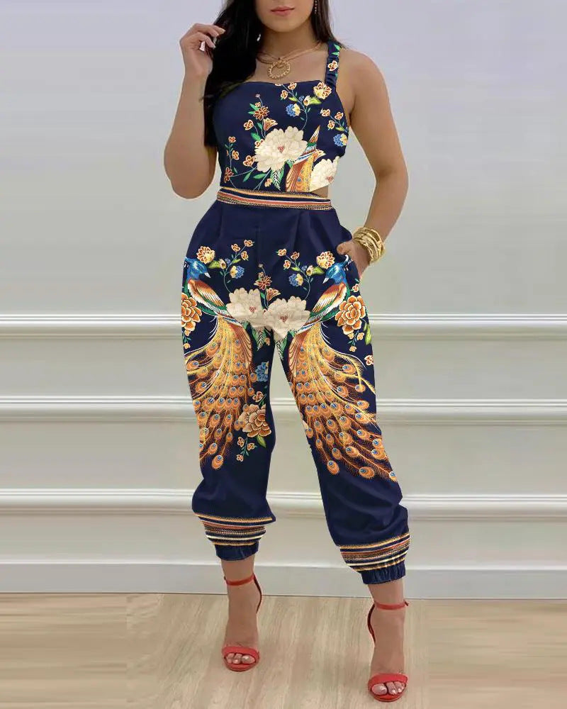 Damen lässiger Overall mit floralem Design EB