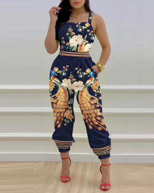 Damen lässiger Overall mit floralem Design EB