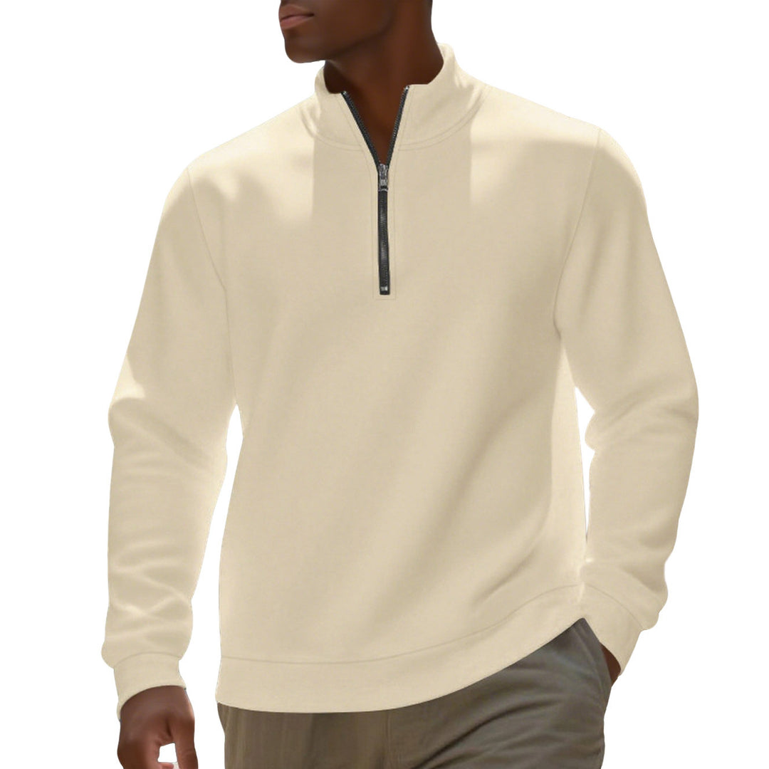 Herren nan Halbzip-Sweatshirt aus Baumwollmix mit Stehkragen, weichem Innenfutter und Rippbündchen EB