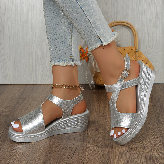 Damen Wedge-Sandaletten mit modernem Riemendesign und bequemer Fußbettung EB