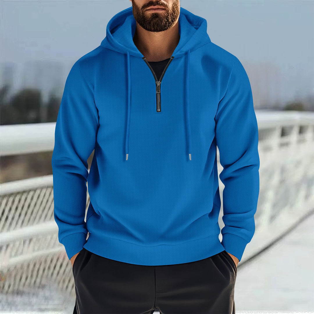 Herren nan Kapuzenpullover mit halbem Reißverschluss und feiner Waffelstruktur EB