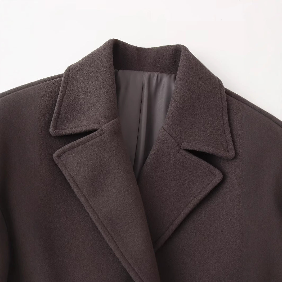 Damen elegante und warme Wolljacke mit Reverskragen EB