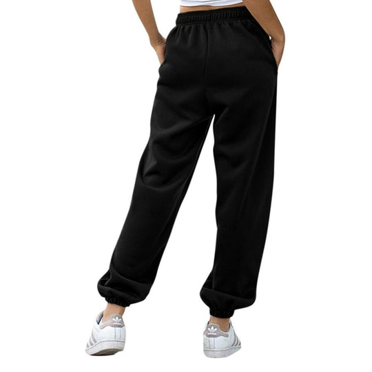 Damen nan weite High‑Waist Sweatpant mit elastischem Komfortbund, seitlichen Eingrifftaschen und gerafften Knöchelbündchen EB
