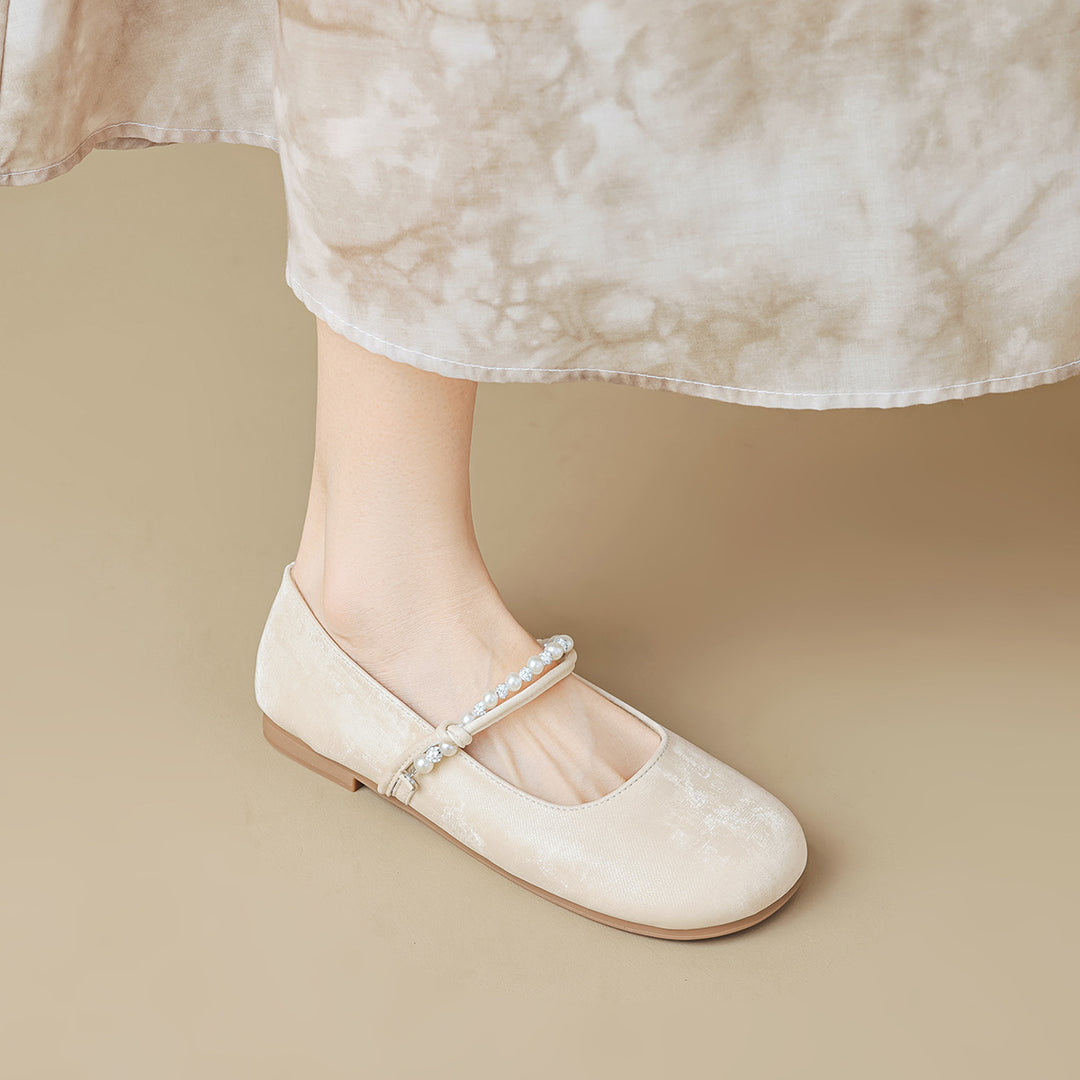 Damen Ballerinas mit eleganter Perlenapplikation EB
