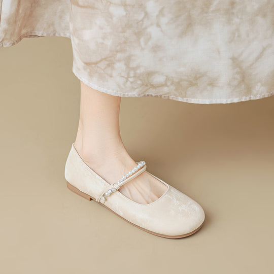 Damen Ballerinas mit eleganter Perlenapplikation EB