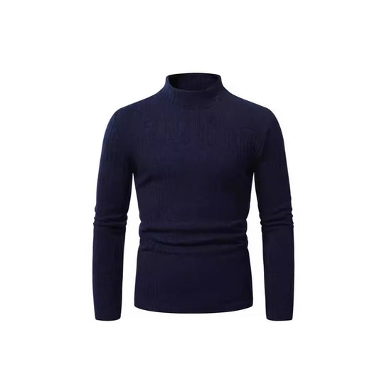 Herren eleganter Rollkragenpullover mit vertikalem Rippstrickdesign EB