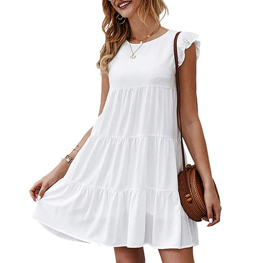 Damen Sommerkleid mit Rüschendetails und lässigem Schnitt EB