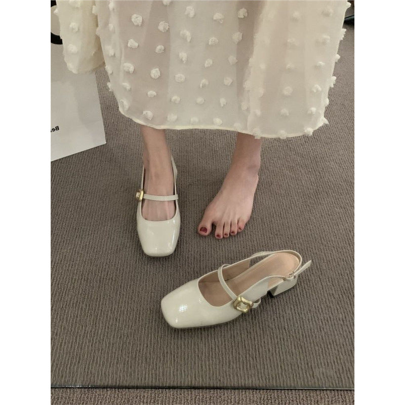 Damen Slingback-Pumps mit breitem Blockabsatz und dekorativem Schnallenakzent EB