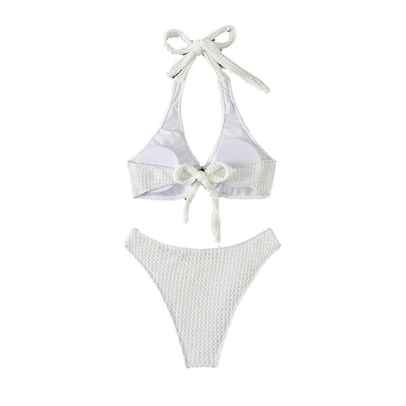 Damen Hochgeschnittener Triangel-Bikini mit Ringdetail EB