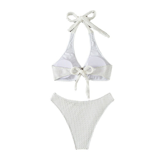 Damen Hochgeschnittener Triangel-Bikini mit Ringdetail EB