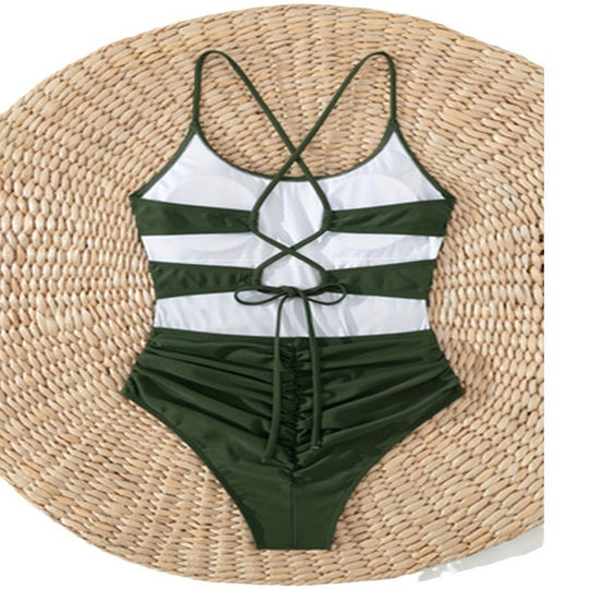 Damen Einteiliger Badeanzug mit gerafftem Design EB