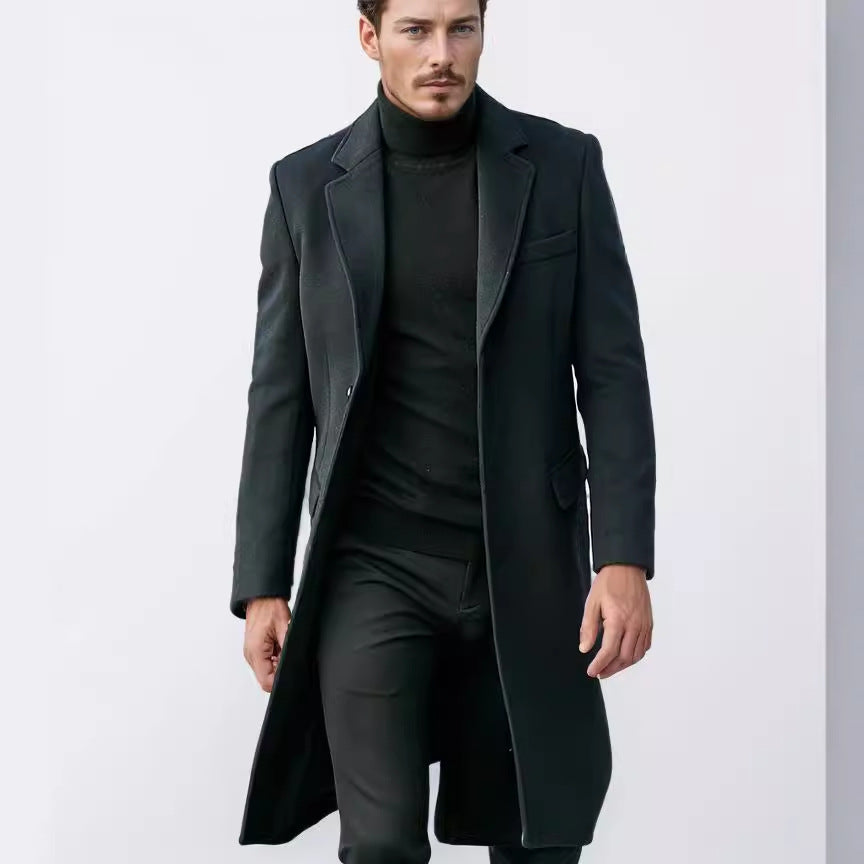 Herren eleganter und moderner Langmantel mit strukturiertem Obermaterial EB