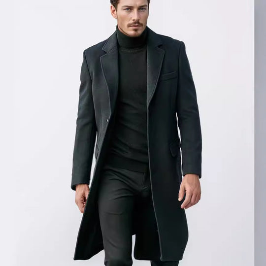 Herren eleganter und moderner Langmantel mit strukturiertem Obermaterial EB