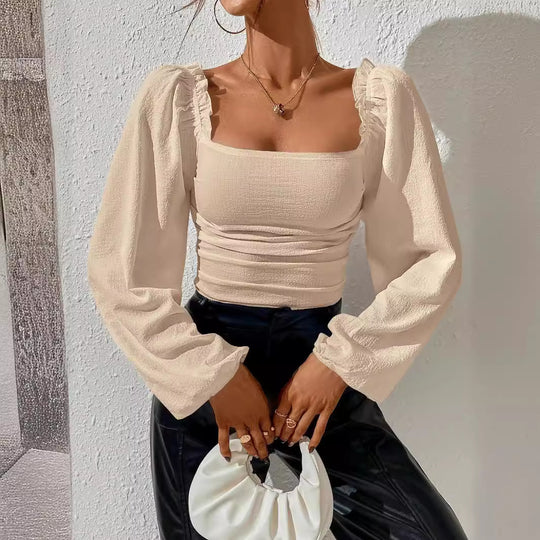 Damenoberteil mit Puffärmeln und elegantem Rüschendesign EB