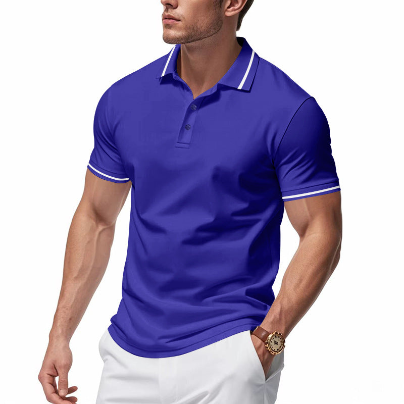 Herren nan atmungsaktives Interlock-Poloshirt mit Kontrast-Tipping, kurzer Knopfleiste und schmaler Silhouette EB
