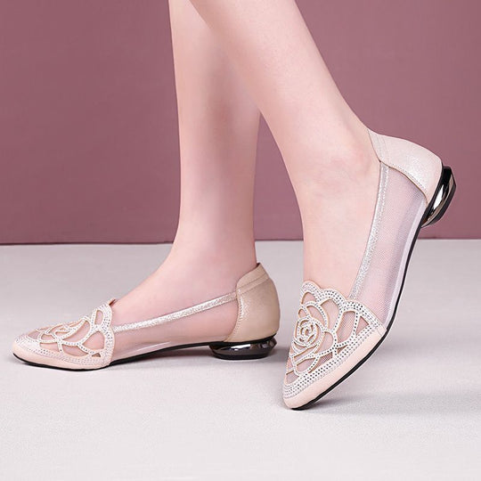 Damen Ballerinas mit eleganten Spitzen und flacher Sohle EB