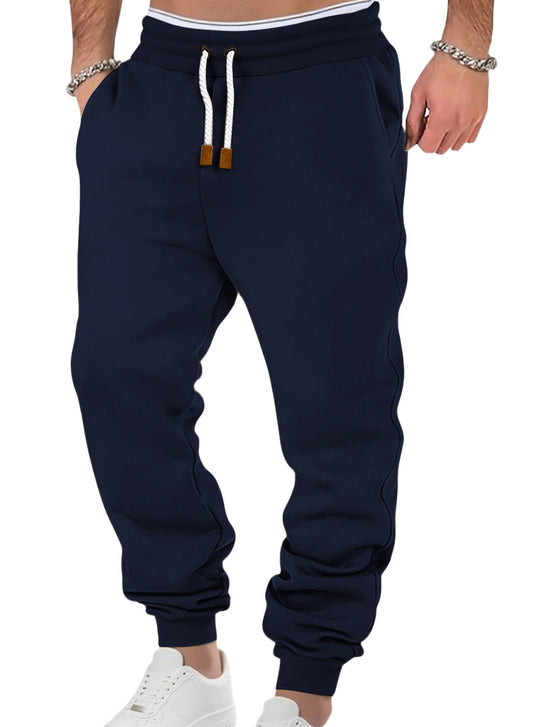 Herren nan komfortable Jogginghose aus hochwertiger Baumwollmischung mit elastischem Bund Kordelzug und Bündchen EB