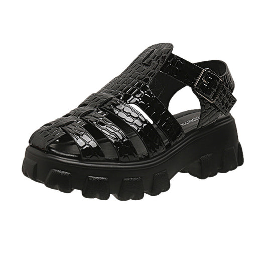 Damen Plateau-Sandalen mit trendigem Riemendesign und stabiler Gummisohle EB