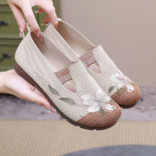 Damen Bequeme und stilvolle Slip-On Freizeitschuhe mit floralem Design EB