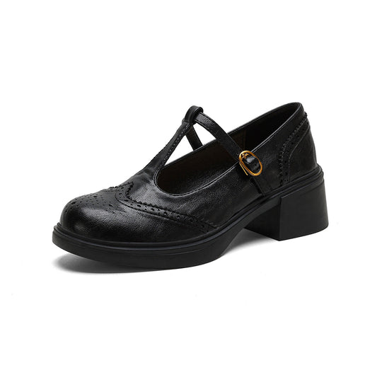 Damen Ballerinas mit modischem Riemen und stilvollem Blockabsatz EB