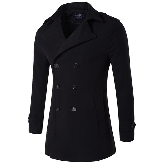 Herren modischer Trenchcoat mit doppelter Knopfleiste und praktischen Taschen EB