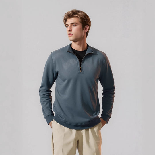 Herren sportlicher Pullover mit halbem Reißverschluss EB