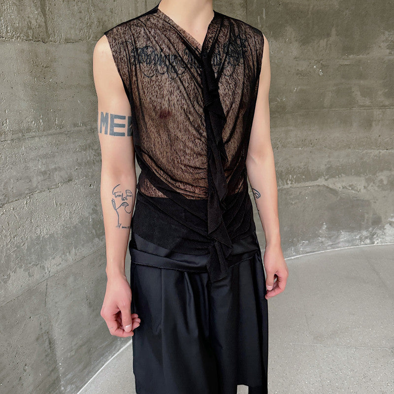 Herren modisches ärmelloses Oberteil mit transparentem Design und raffinierten Details EB