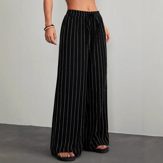 Damen Weit geschnittene gestreifte Freizeithose EB