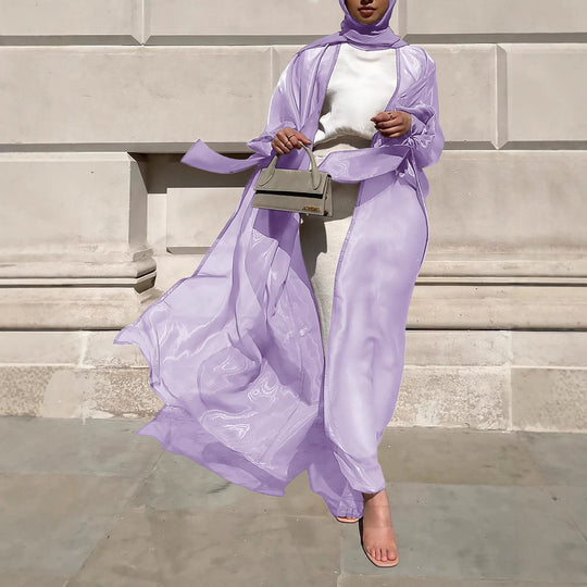 Damen Luftige Kimono-Jacke mit filigranem Design und weiten Ärmeln EB