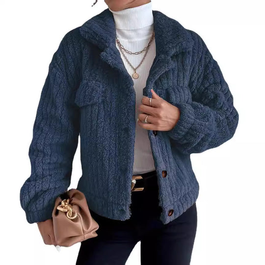 Damen Flauschige Oversize-Jacke mit strukturiertem Fleece EB