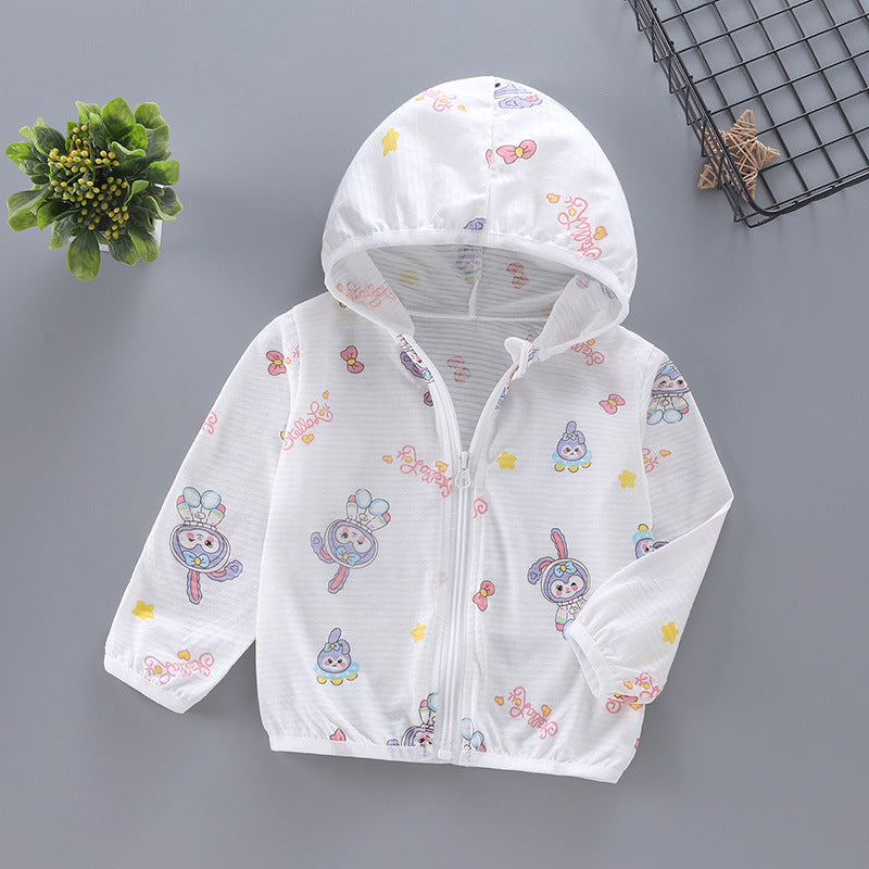 Unisex nan leichte Kapuzenjacke für Kleinkinder mit süßem Tierprint und Reißverschluss  EB