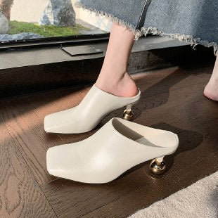 Damen Modische Mules mit schimmernden Absatz EB