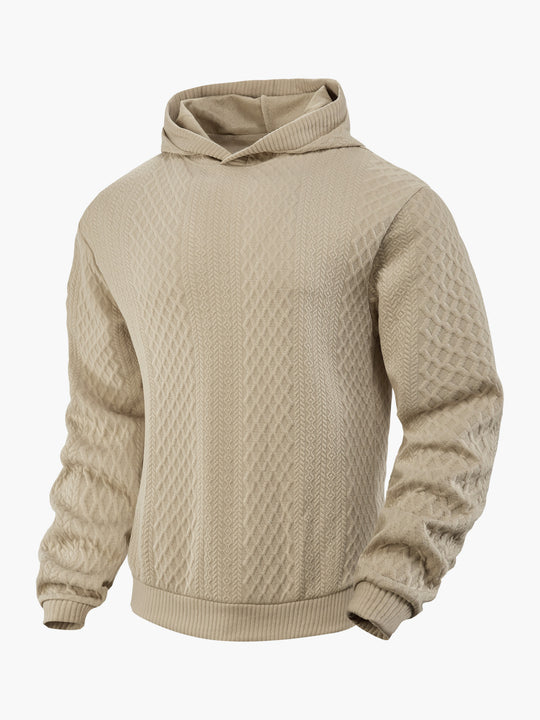 Herren nan strukturierter Schlauchkragen-Pullover mit Kapuze und Waben-Jacquard EB