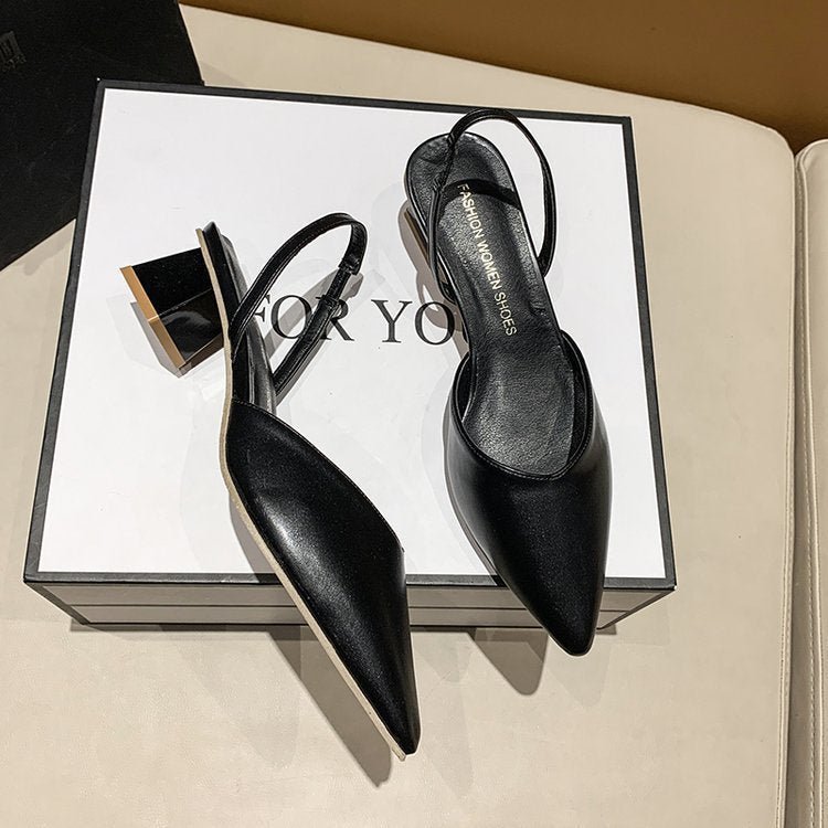 Damen Slingback-Pumps mit spitzer Zehenpartie und quadratischem Absatz EB